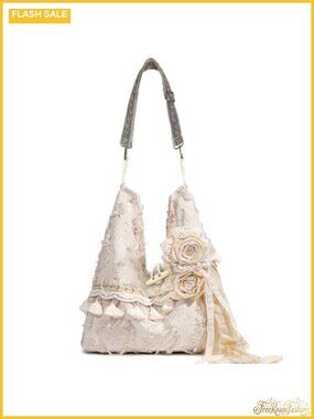 Boho Hobo Handbag Crossbody Purse with Guitar Strap Fringe Flowers Adjustable